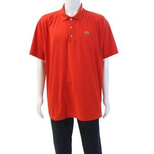 Lacoste Sport Mens Collared Short Sleeve V-neck Button Polo Shirt Red Size 3XL